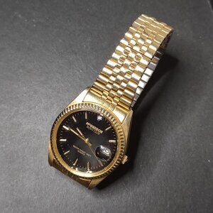 Very Cool 7 Inch Gold Tone McGregor Hunt Club Watch With Black Dial